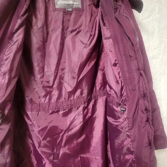 Eddie Bauer down long coat purple hooded - Picture 3 of 8